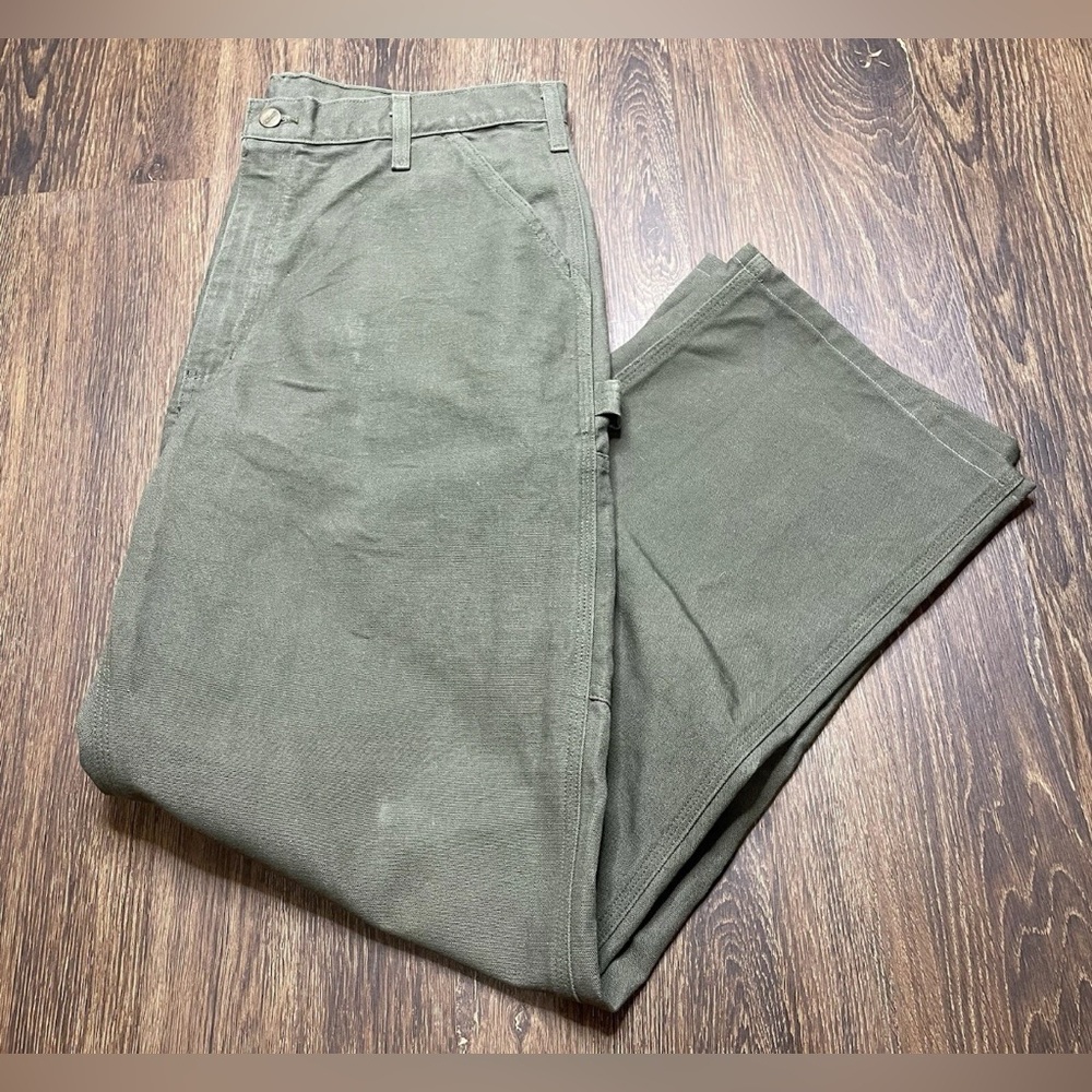 Carhartt Dungaree Fit Carpenter Men’s Green Workwear Pants Size 36x34